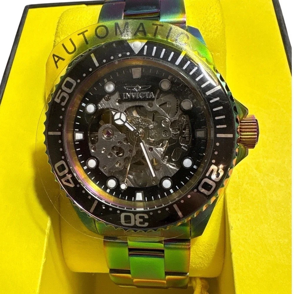 Invicta 25341 ProDiver Automatic Skeleton Dial Rainbow Stainless Steel Men Watch